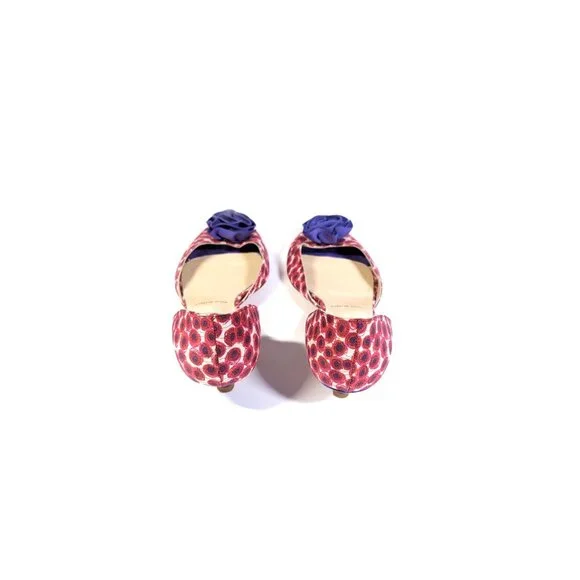 BUTTER D'Orsay Kitten Heels Sz 8.5 Red & Purple Peep toe Pumps Italy